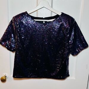 Sequin Crop Tee